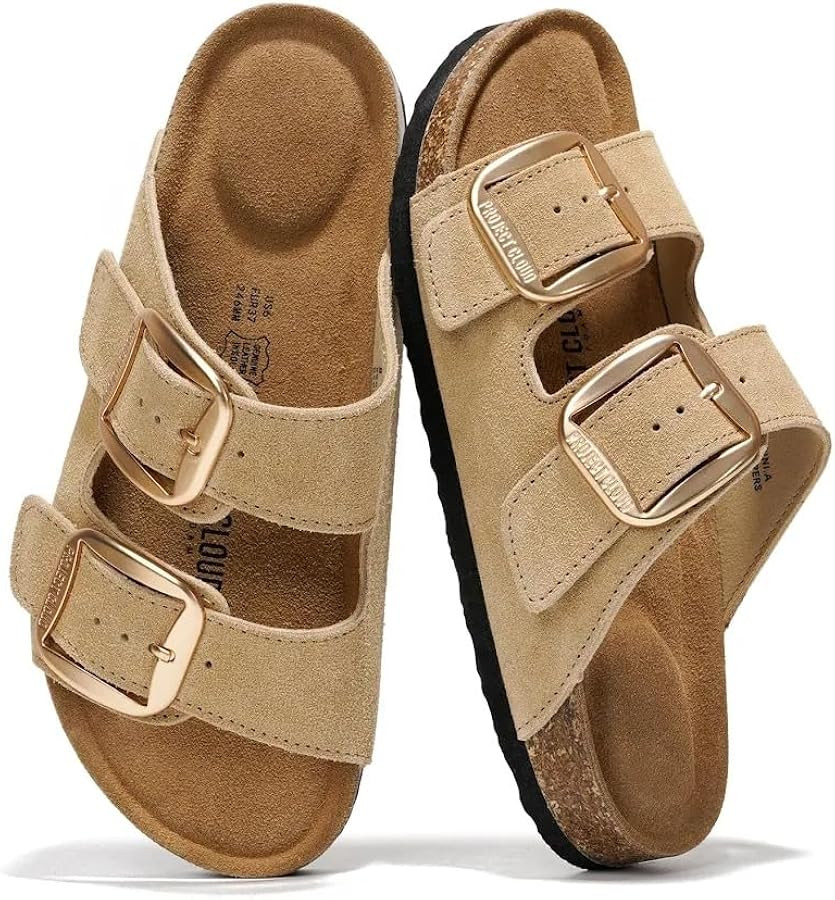 Project Cloud 100% Genuine Leather Flat Sandals for Women 2026 Comfortable Beach Essentials Women... | Amazon (US)