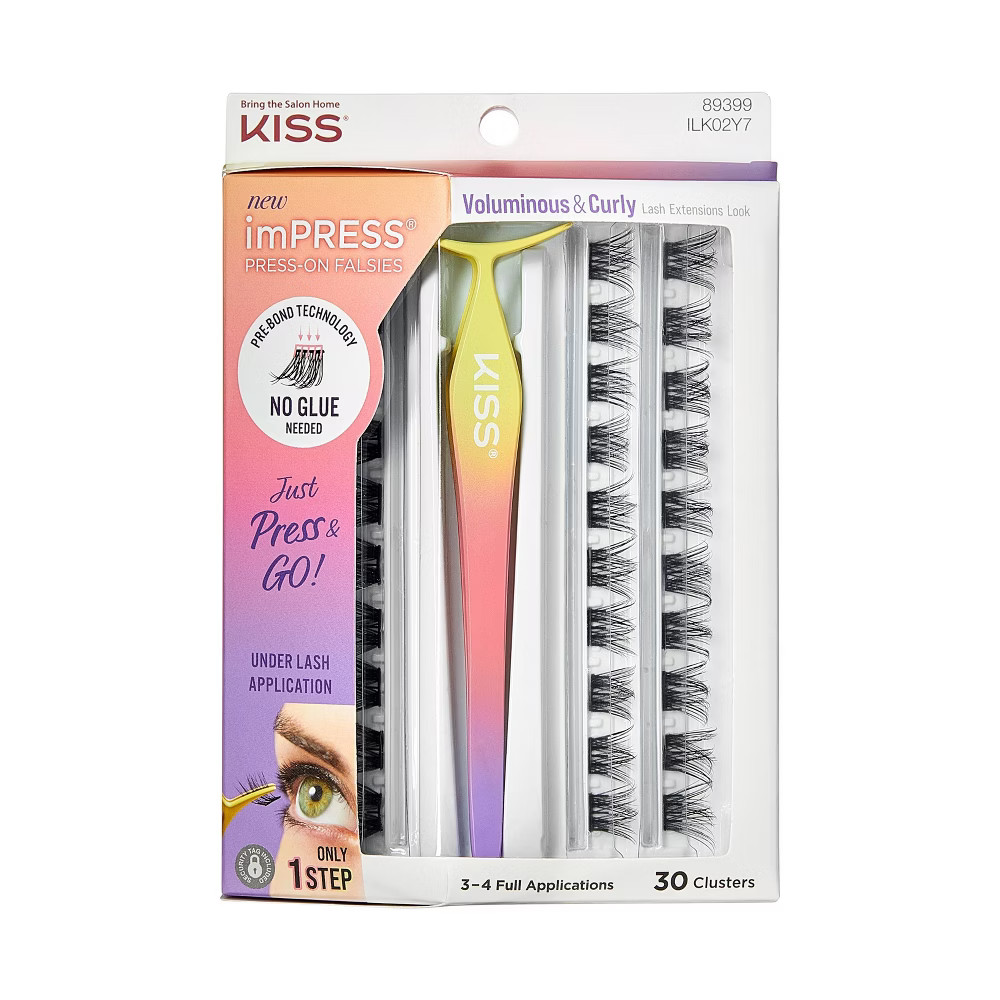 KISS imPRESS Press-On Falsies Eyelash Clusters Kit - Voluminous & Curly - 31ct | Target