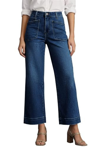 Cicy Bell Womens Cropped Wide Leg Jeans Stretchy High Waisted Trendy Capri Baggy Denim Ankle Pants with Pockets | Amazon (US)