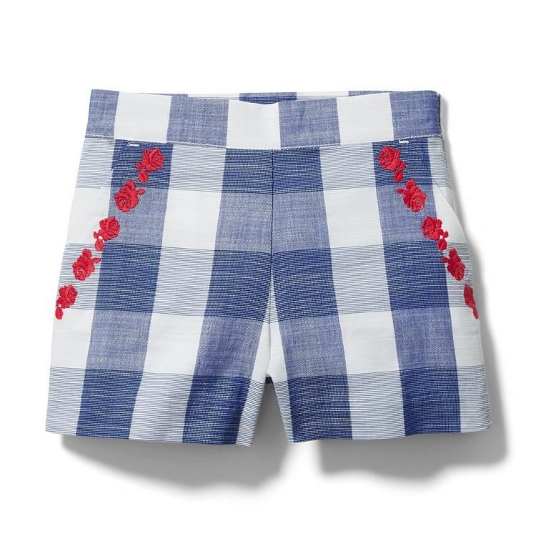 Embroidered Floral Gingham Short | Janie and Jack