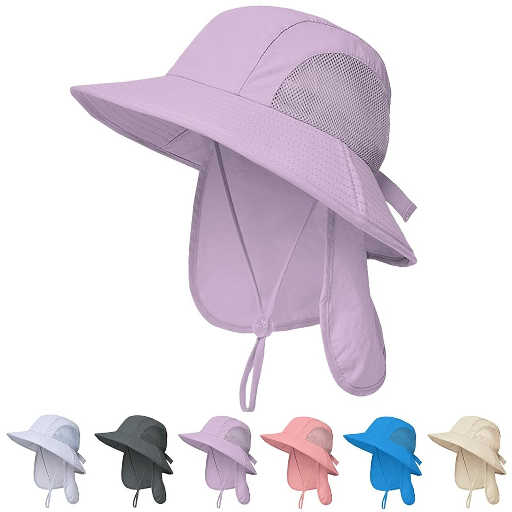 Outdoor Kids Sun Hats with Neck Flap Boys Girls Wide Brim UPF 50+ UV Protection Children Bucket H... | Amazon (US)