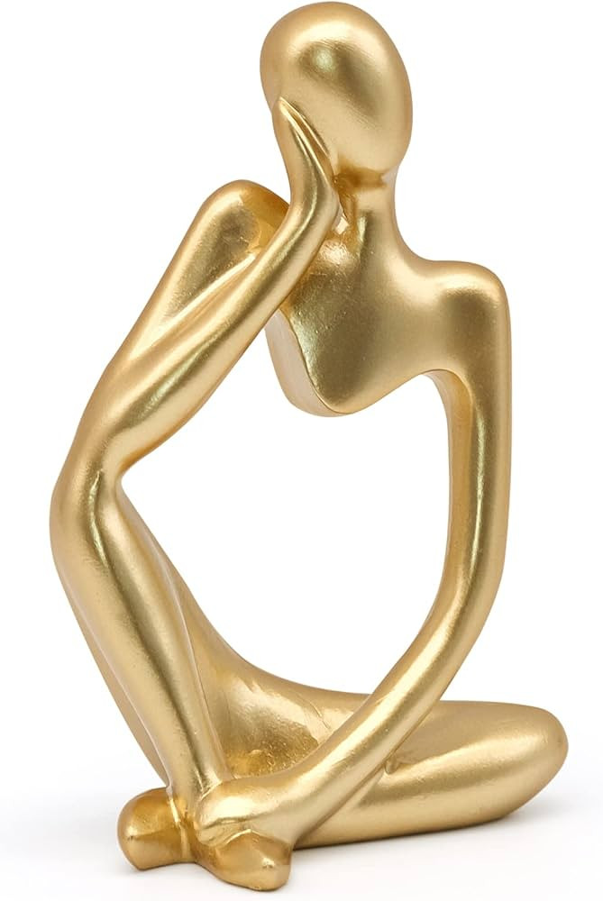 Gold Thinker Statue Decor, Modern Abstract Art Sculpture, Thinker Figurines Collectible Accents D... | Amazon (US)