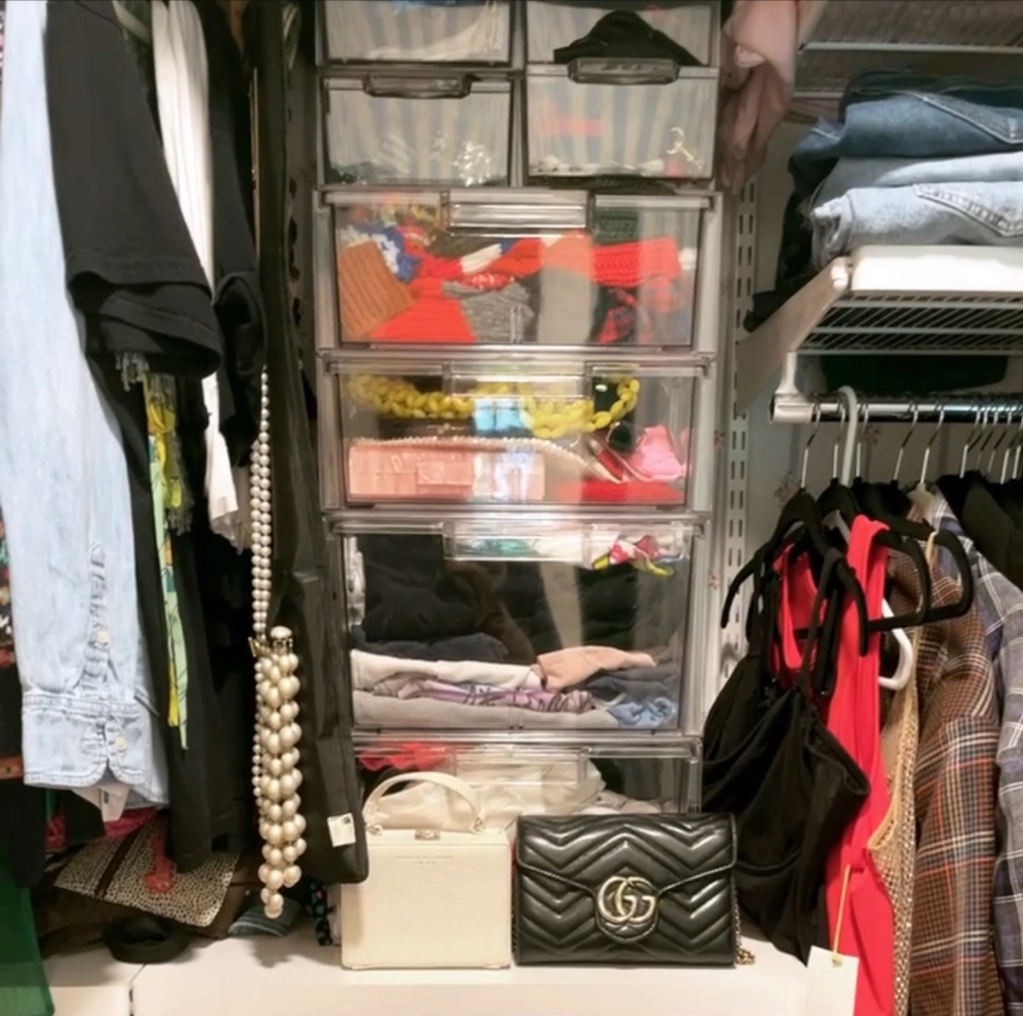 Clear drawers for closet organization 