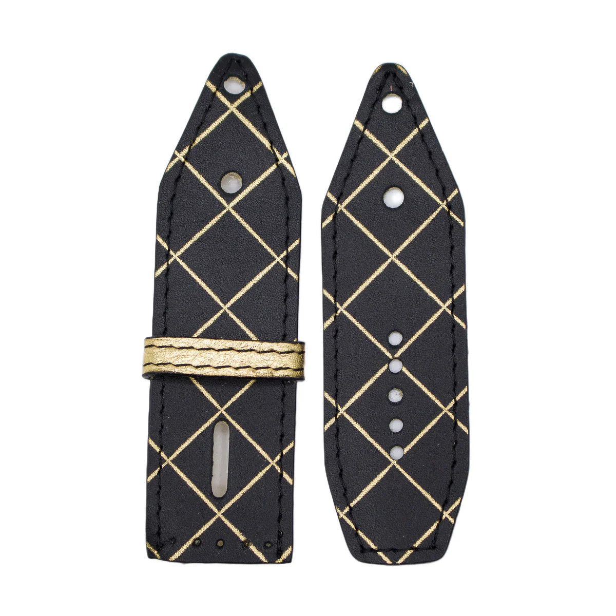 LOT #242 - Black & Gold Geometric Sivella Watchband with Metallic Gold (Size 1, All Watch Types) | Sparkl