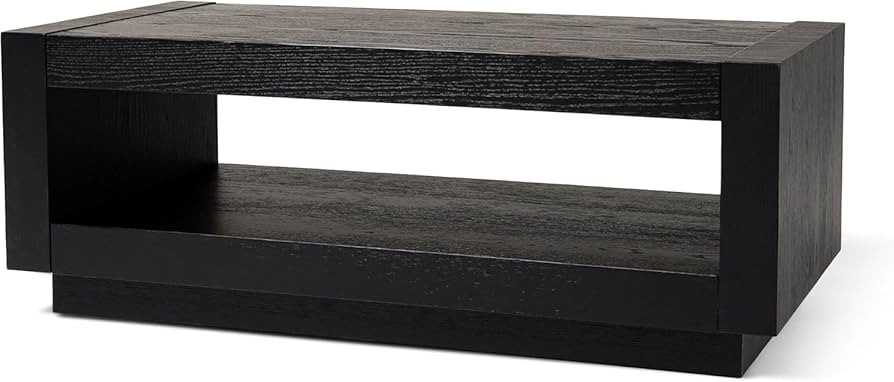 Maven Lane Artemis Coffee Table – 18 Inch Rectangle Table with Storage – Black Solid Wood –... | Amazon (US)