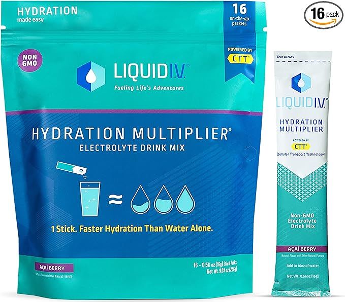 Amazon.com: Liquid I.V. Hydration Multiplier - Acai Berry - Hydration Powder Packets | Electrolyt... | Amazon (US)