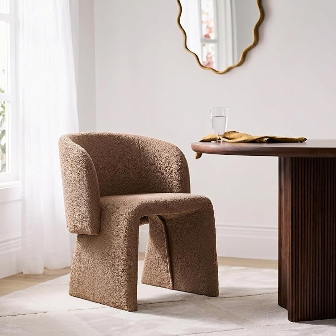 NORDICANA Barrel Dining Room Chair with Arms, Faux Fur Accent Chair for Kitchen, Living Room, Uph... | Amazon (US)