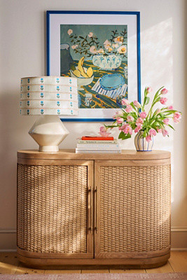 Sienna Oak Wood Woven Entryway Cabinet | Anthropologie (US)
