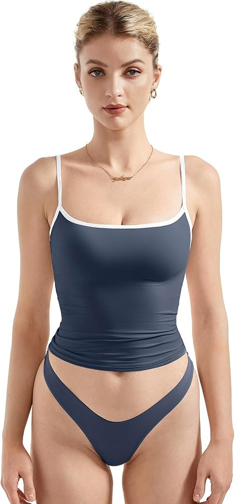 SUUKSESS Women Sexy Square Neck Tank Top Summer Y2K Going Out Basic Cami Shirt | Amazon (US)
