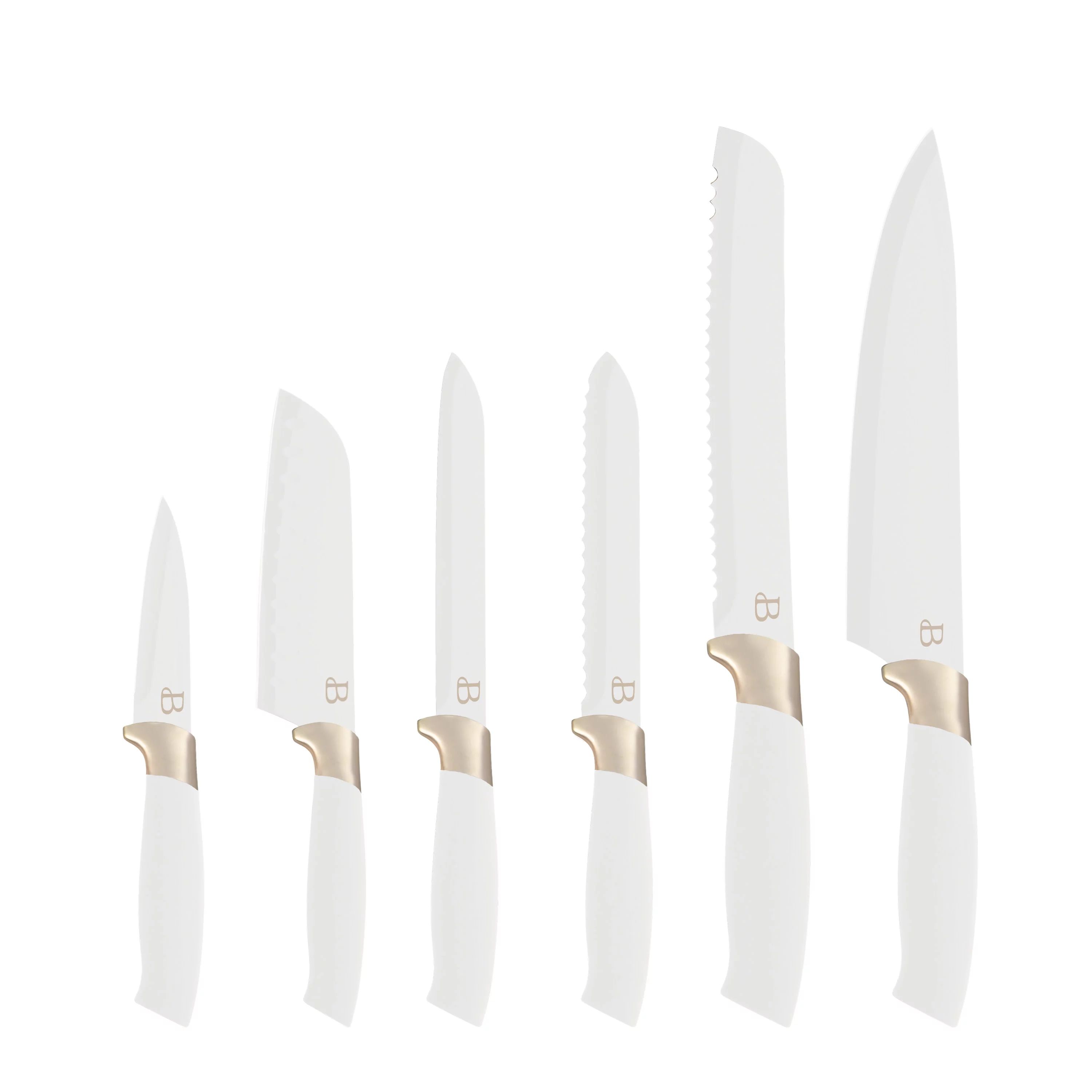 Beautiful 6 Piece Stainless Steel Knife Set in White Champagne Gold By Drew Barrymore | Walmart (US)