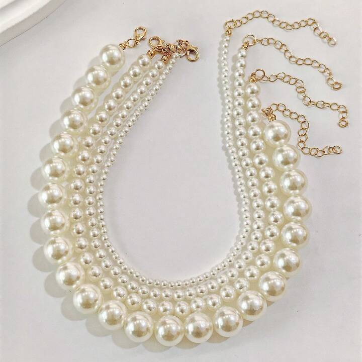 4 st./set Imitatieparel kralen Halsketting set Voor Gelaagd Draag , Bruiloften , Huwelijks Access... | SHEIN