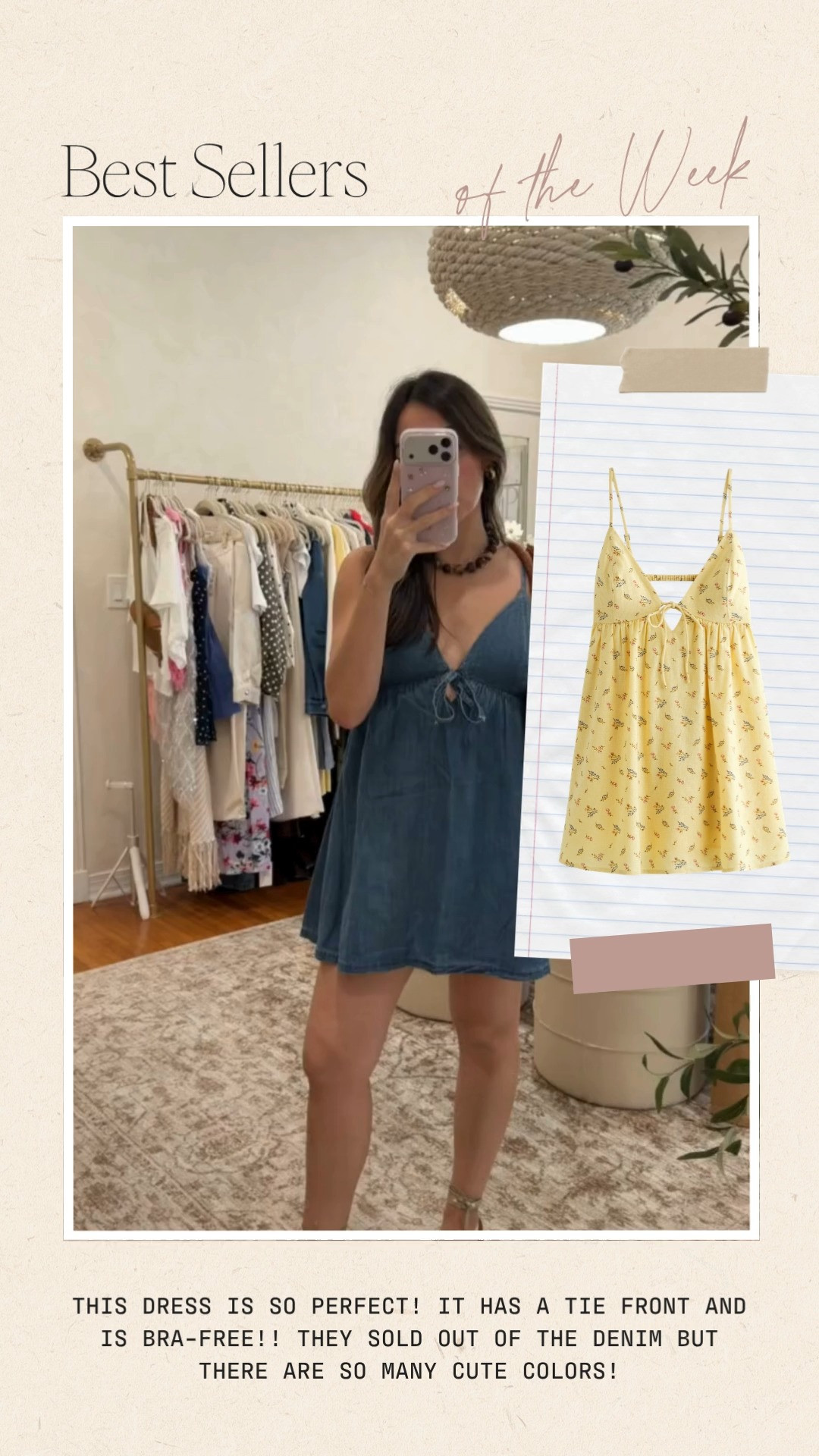 This dress is so perfect! It has a tie front and is bra-free!! They sold out of the denim but there are so many cute colors! 

 #LTKootd #LTKSeasonal #LTKPetite