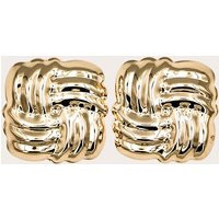 Gold Large Quilted Stud Earrings | PrettyLittleThing US