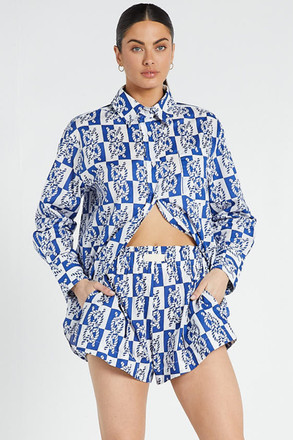 Paper Bag Short in Blue / White | Bohemian Traders