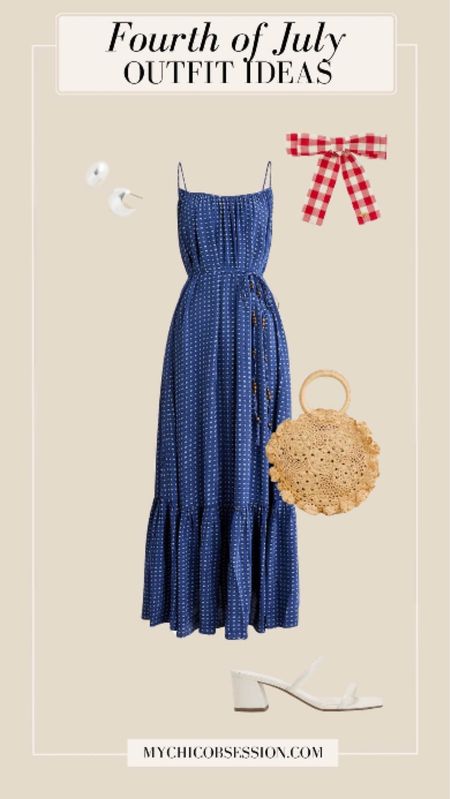 This summer dress features a fun tiered skirt, a flattering tie around the waist, and a straight neckline. Accessories can make this look as casual (or not) as you’d like! For a slightly more dressed up take, try a pair of white heel sandals, a woven bag with intricate details, a gingham hair bow, and silver earrings.

#LTKItBag #LTKSeasonal #LTKStyleTip