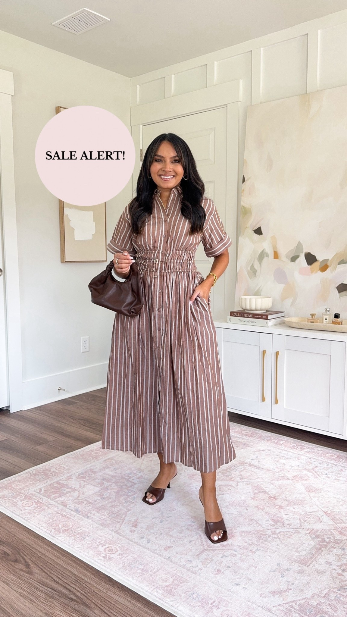 Tan brown striped dress size xs TTS Brown heels size 5 TTS

#LTKSaleAlert #LTKPetite #LTKStyleTip