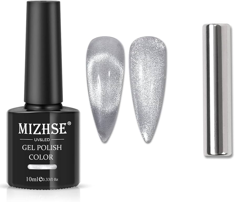 MIZHSE 10ml Universal Cat Eye Gel Nail Polish Silver Soak Off UV/LED Gel Smoothie Wide Nail Polis... | Amazon (UK)