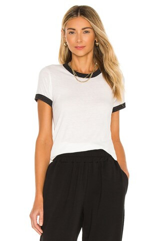 NSF Corin Ringer Baby Tee in White & Black from Revolve.com | Revolve Clothing (Global)