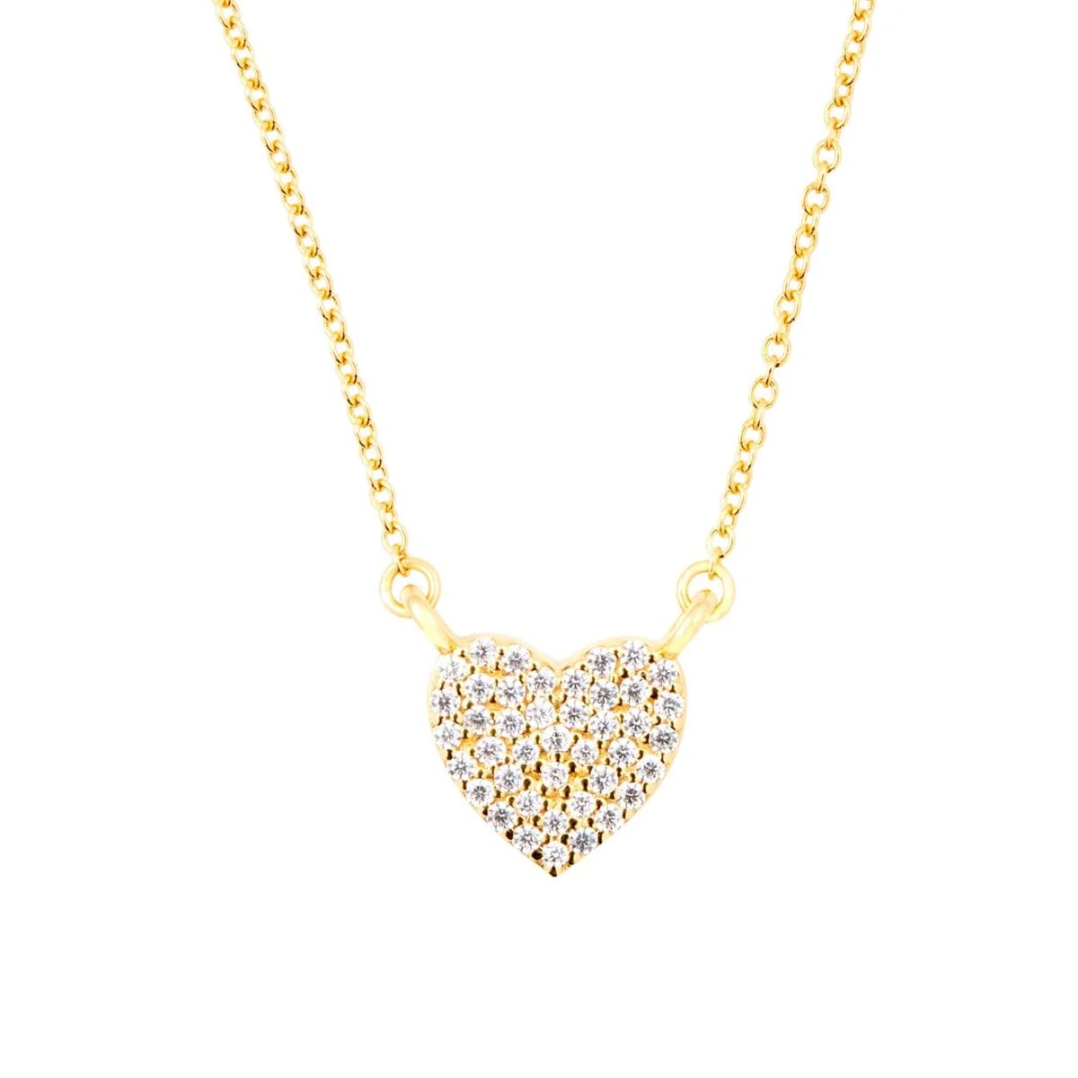 Gold Pavé Heart Necklace | Tiny Tags