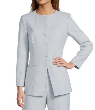 Antonio Melani Tess Slub Suiting Round Neckline Button Front Long Sleeve Blazer & Tegan Slub Suit... | Dillard's