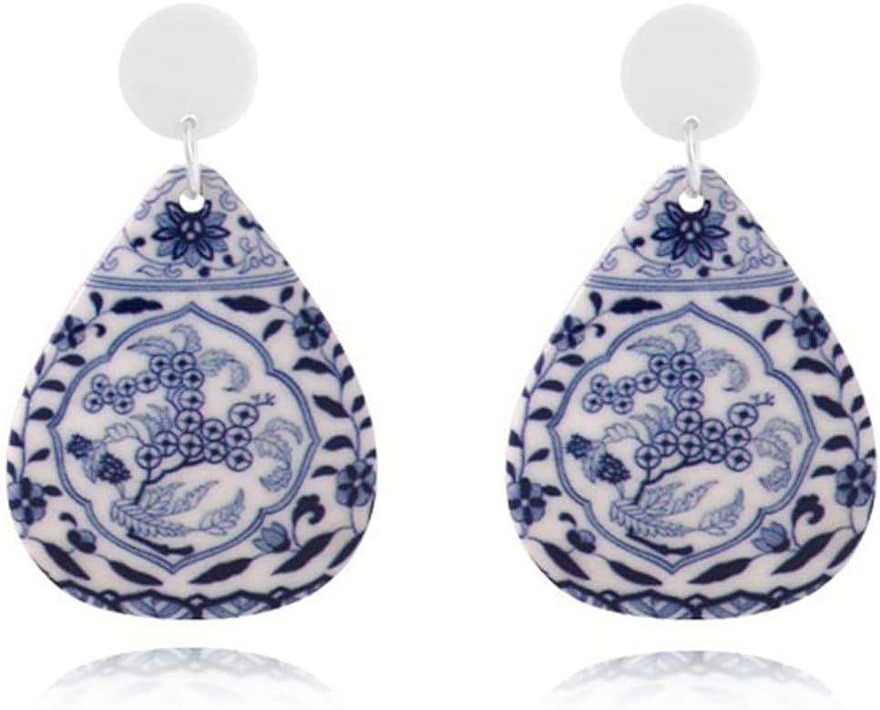MIGUO STORE Chic Fashion Royal Blue Geometric Earrings Acrylic Ethnic Style Dangle Drop Earrings ... | Amazon (US)