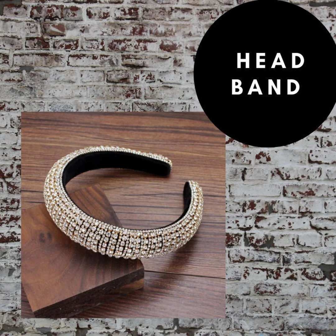 Gold Bejewelled Baroque Rhinestone Statement Headband, Sparkle Party Headwear Hair Accessories fo... | Etsy (US)