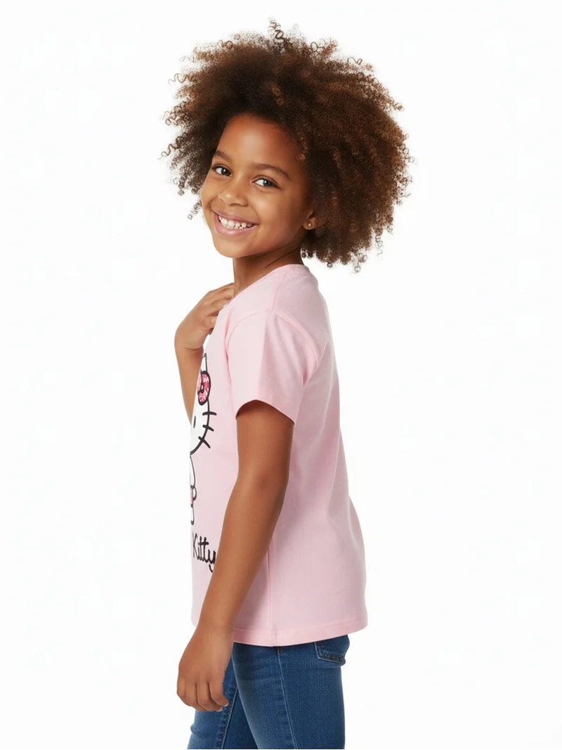 Hello Kitty Animal Print Girls Short Sleeve Graphic T-Shirt, Sizes 4-16 | Walmart (US)