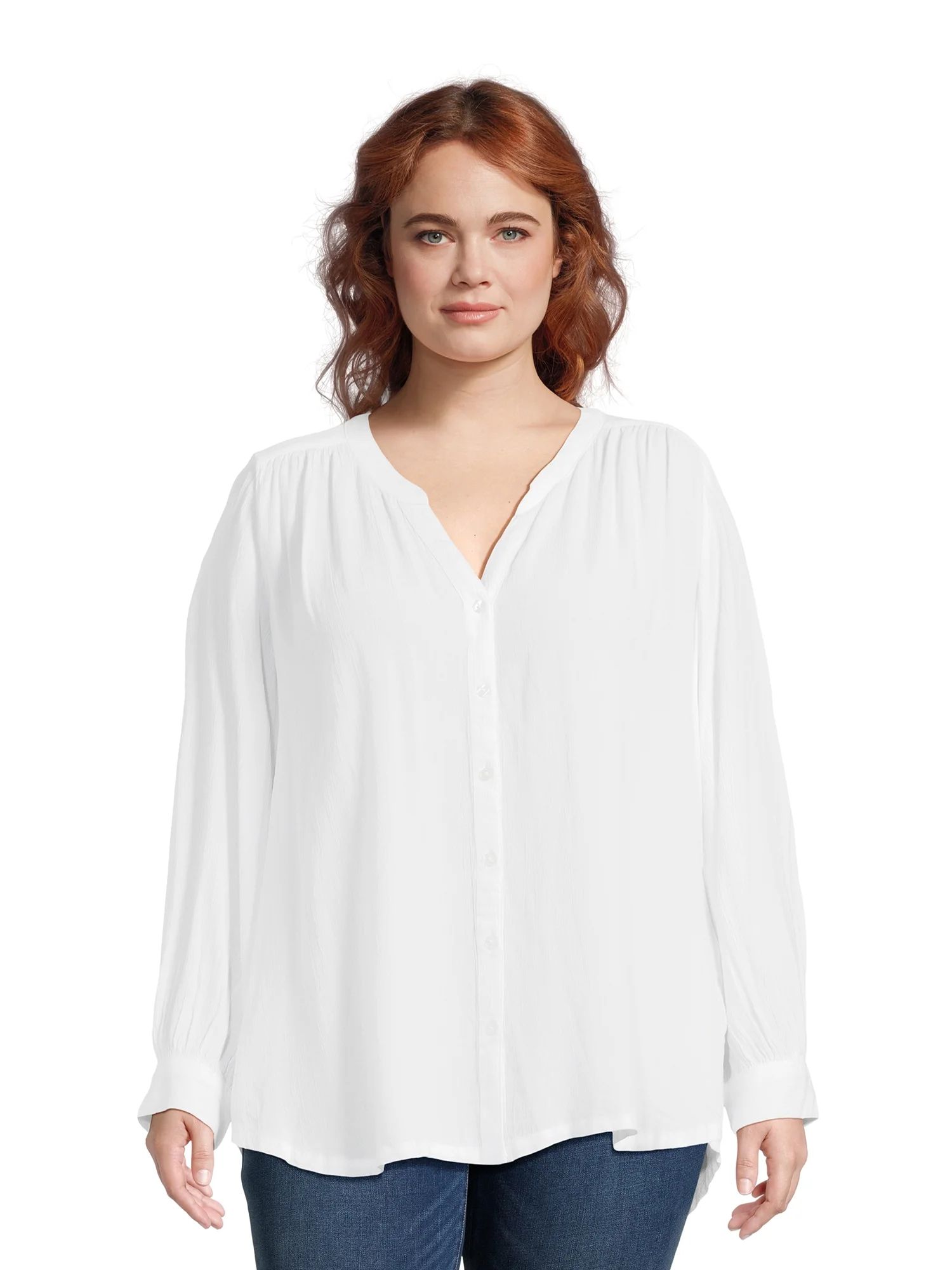 Terra & Sky Women's Plus Size Pleated Woven Top, Sizes 0X-4X | Walmart (US)