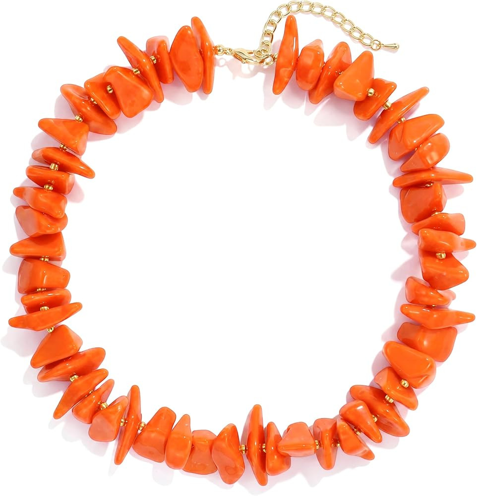 Elegance 11 designs Chunky Heart Necklace for Women, Colorful Acrylic Beaded Statement Puff Heart Necklace, Cute Boho Y2K Choker Necklace for Gift Jewelry | Amazon (US)