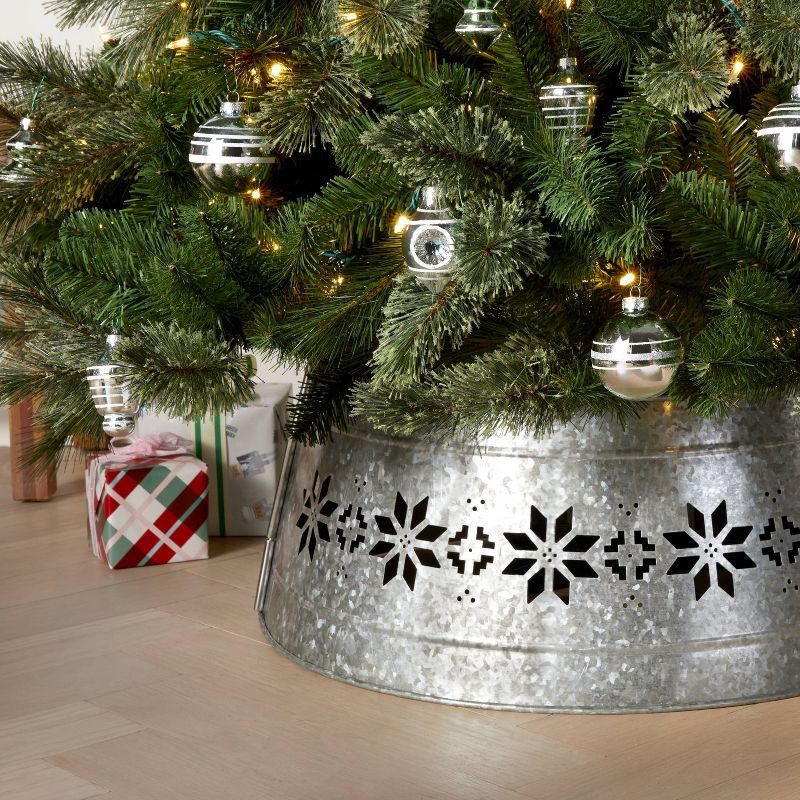 Large Galvanized Tree Collar with Die-Cut Snowflakes - Wondershop™ | Target