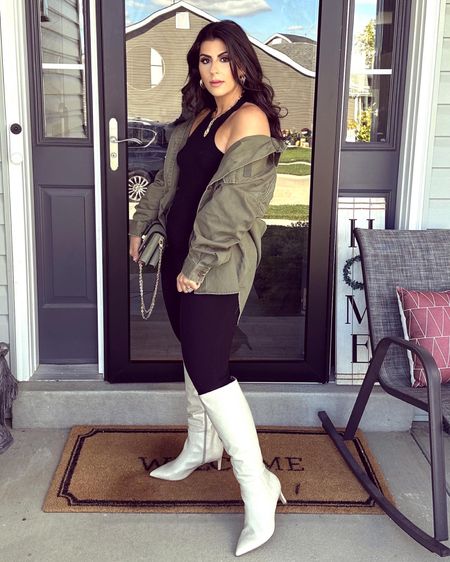 One of my favorite outfits 
Olive shacket
Leggings 
White Snakeskin boots 

#LTKsalealert #LTKstyletip #LTKSeasonal