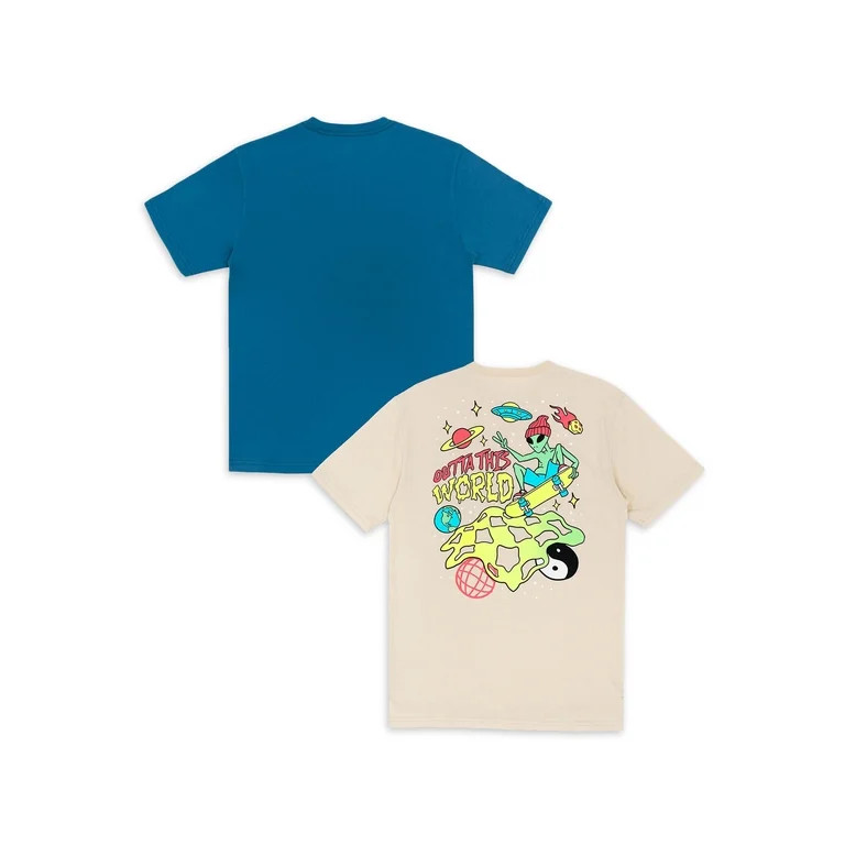 Wonder Nation Boy's Graphic Short Sleeve T-shirt, 2-Pack, Sizes 4-18 & Husky | Walmart (US)