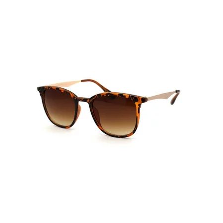Gentlemens Metal Arm Thin Plastic Horn Rim Hipster Sunglasses Tortoise Brown | Walmart (US)
