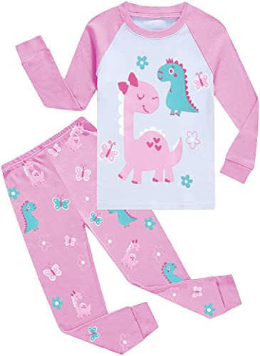 DDSOL Toddler Girls Pajamas Sets Pjs Dinosaur Pink Raglan Long Sleeve Sleepwear Kids Cotton Jammies Size 4T 5T | Amazon (US)