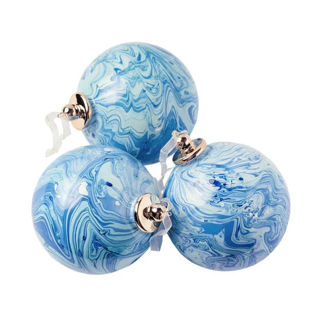 Blue Marble Drip Ornament - Set of 6 | Cailini Coastal