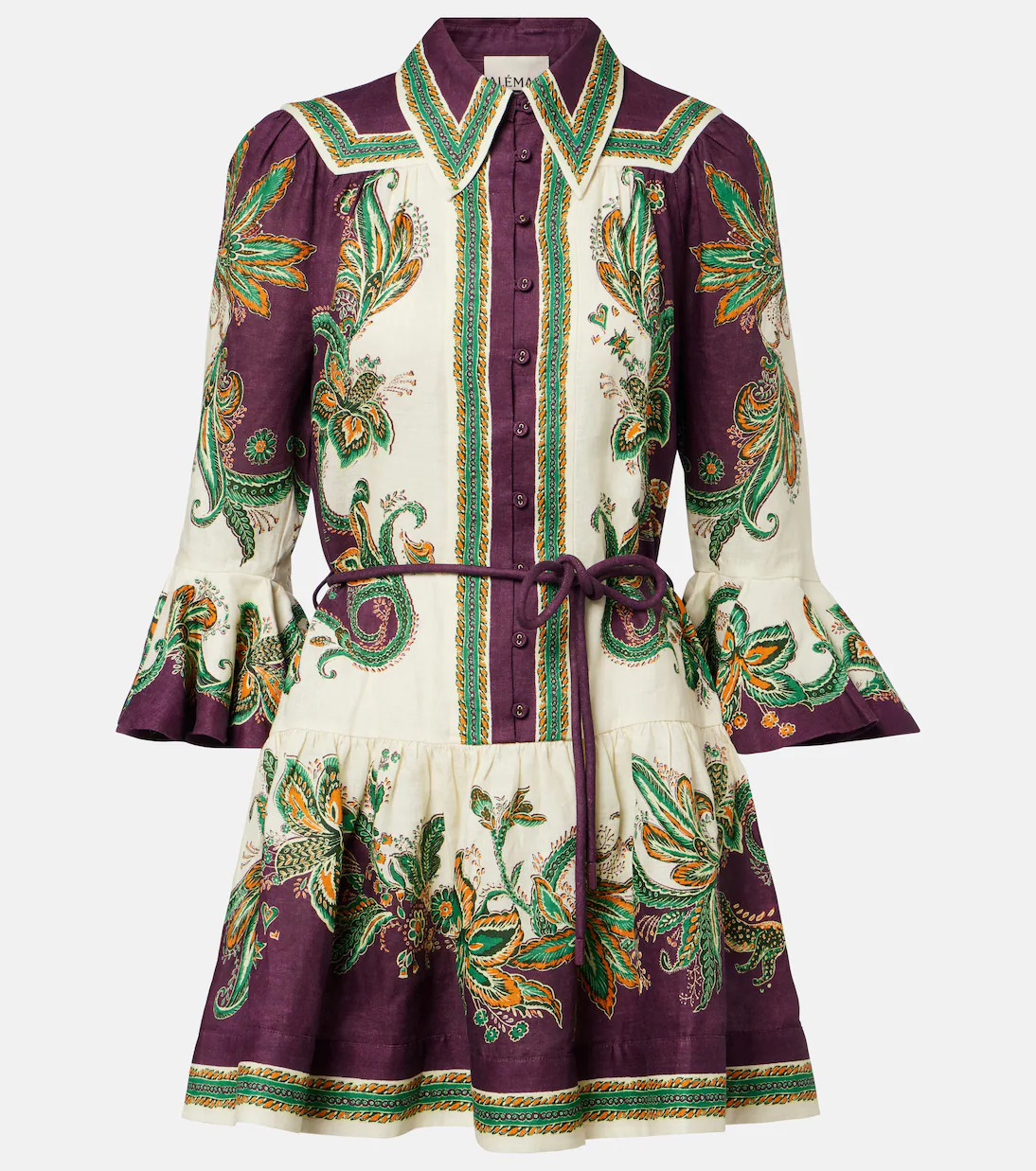 Ruthie printed ruffled linen minidress | Mytheresa (IT)
