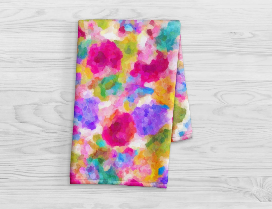 Spring Flower Kitchen Towel  Abstract Flower Garden Bathroom - Etsy | Etsy (US)