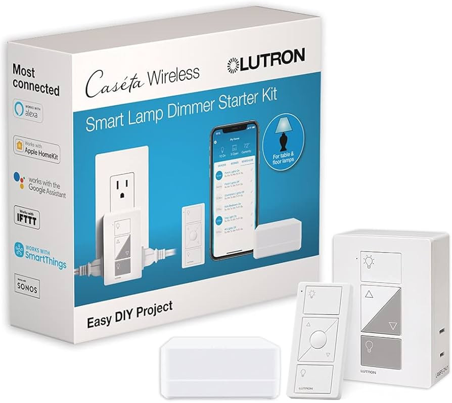 Lutron Caseta Smart Start Kit for Lamps, Plug-in Lamp Dimmer with Smart Bridge and Pico Remote, C... | Amazon (US)