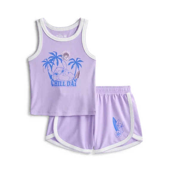 Stitch Girls Graphic Tank Top and Matching Shorts Set, 2-Piece, Sizes 4-16 | Walmart (US)