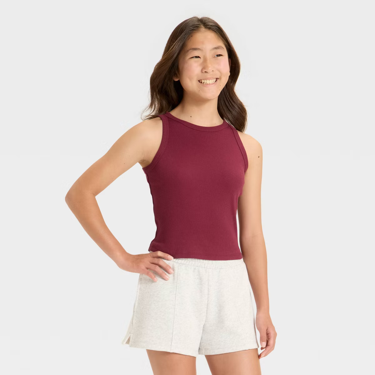 Girls' High Neck Ribbed Tank Top - art class™ | Target