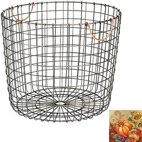 Antique Pewter Basket with Copper Handles - Extra Large Round | Amazon (US)