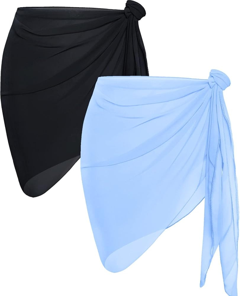 CHICGAL 2 Pieces Women Beach Sarong Bathing Suit Wrap Skirt Sheer Bikini Swimsuit Cover Ups for S... | Amazon (US)