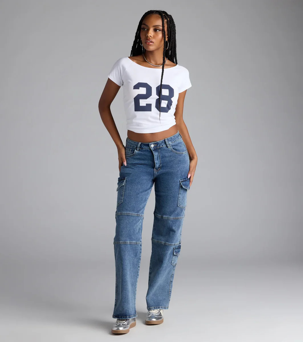 Street Style Straight-Leg Cargo Denim Jeans | Windsor Stores