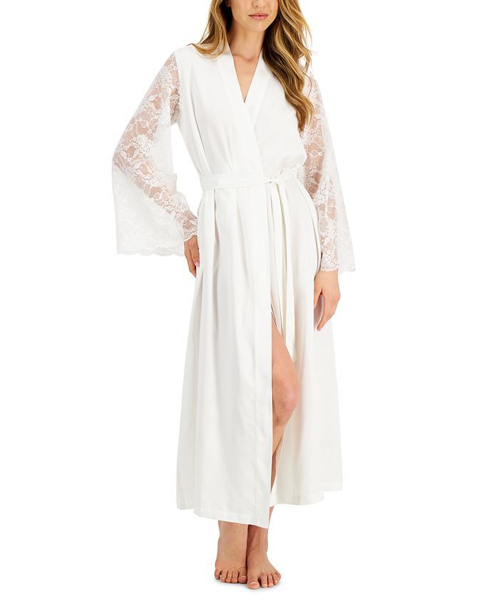 INC International Concepts Lace Sleeve Satin Robe, Created for Macy's & Reviews - All Pajamas, Ro... | Macys (US)