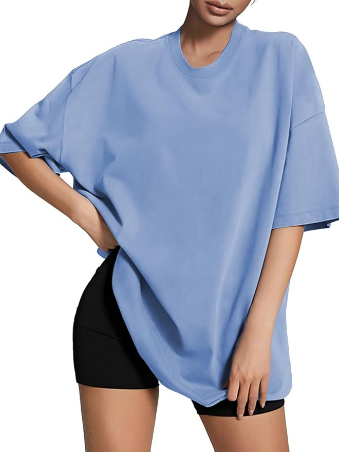 ATHMILE Womens Oversized T Shirts Loose Fit Crewneck Short Sleeve Tops Summer Casual Blouse 2024 ... | Amazon (US)