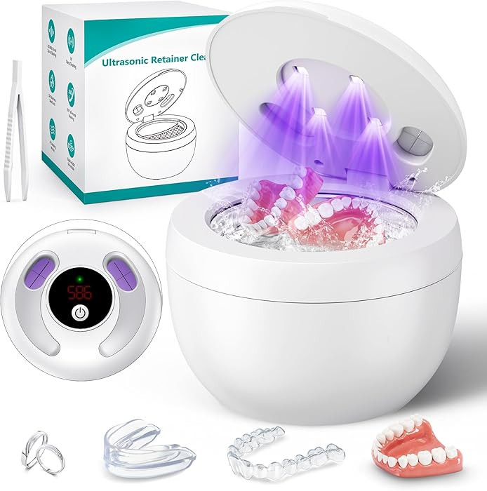 Upgraded Ultrasonic Retainer Cleaner Machine, 45kHz Ultrasonic Dentures Cleaner for Night Guards,... | Amazon (US)