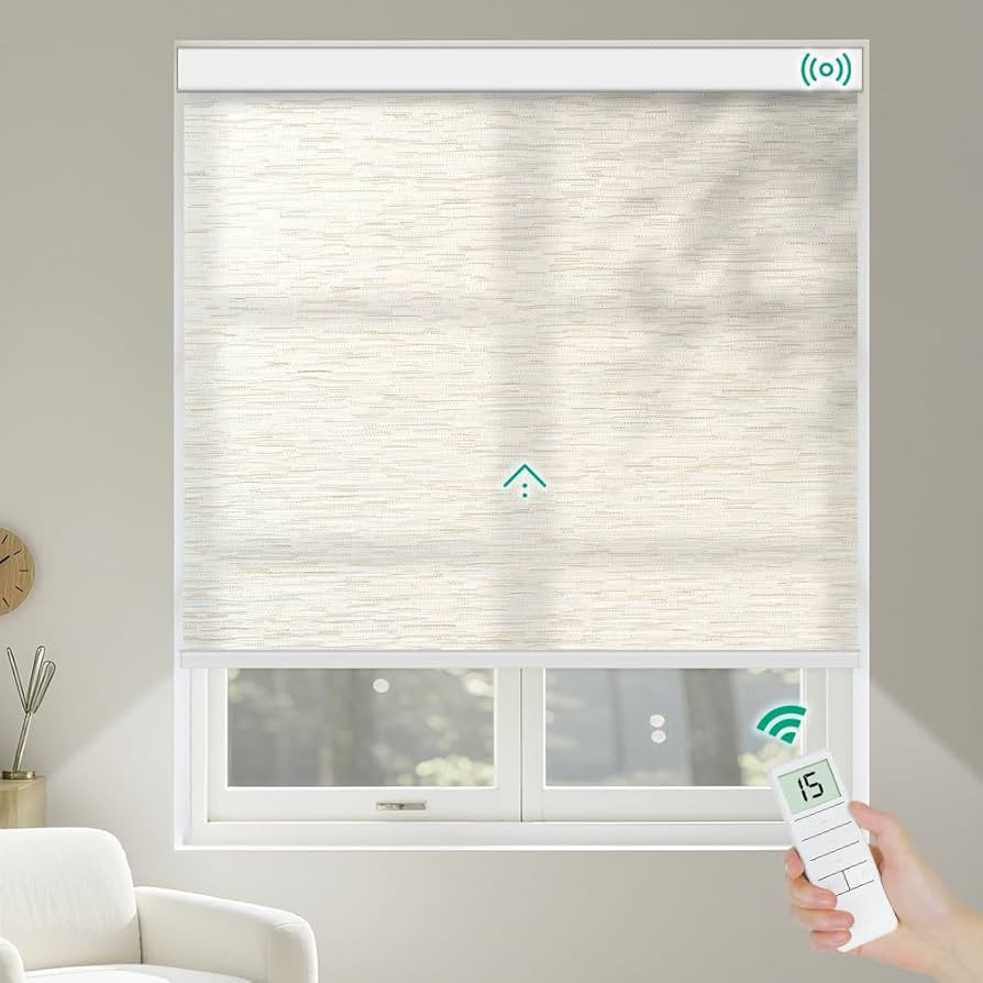 Motorized Roller Shades, Light Filtering Remote Control Custom Window Shades Work with Alexa Goog... | Amazon (US)