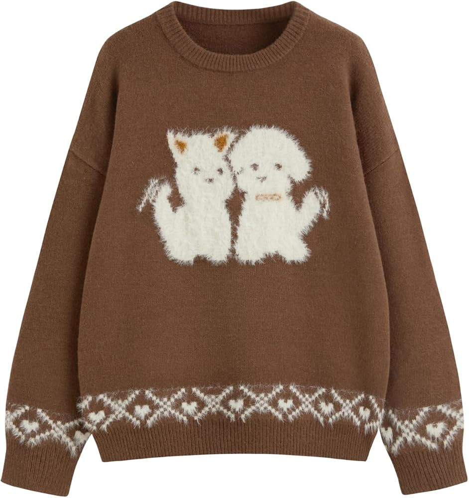 CIDER Cat Sweater for Women Cute Oversized Knit Pullover | Amazon (US)