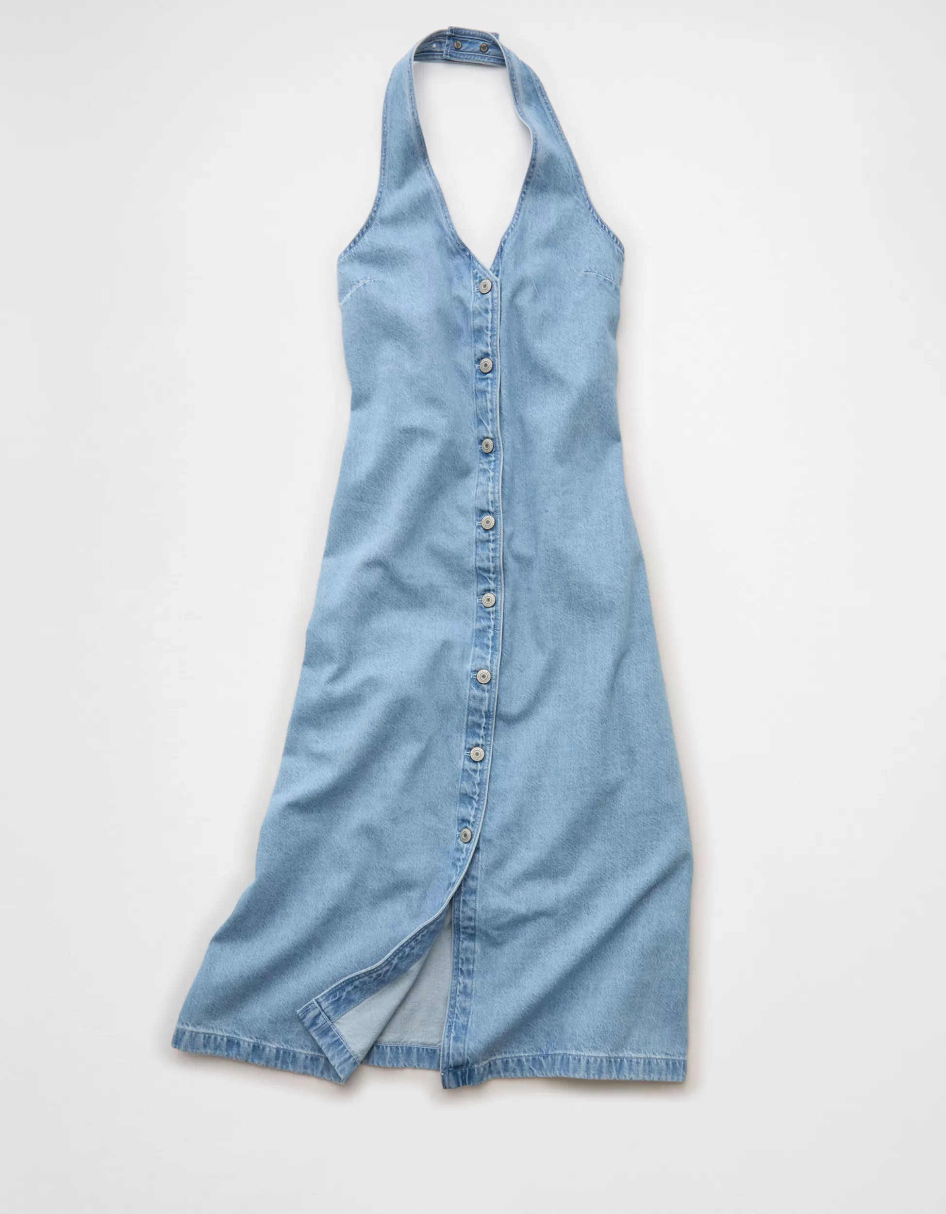 AE Halter Denim Midi Dress | American Eagle Outfitters (US & CA)