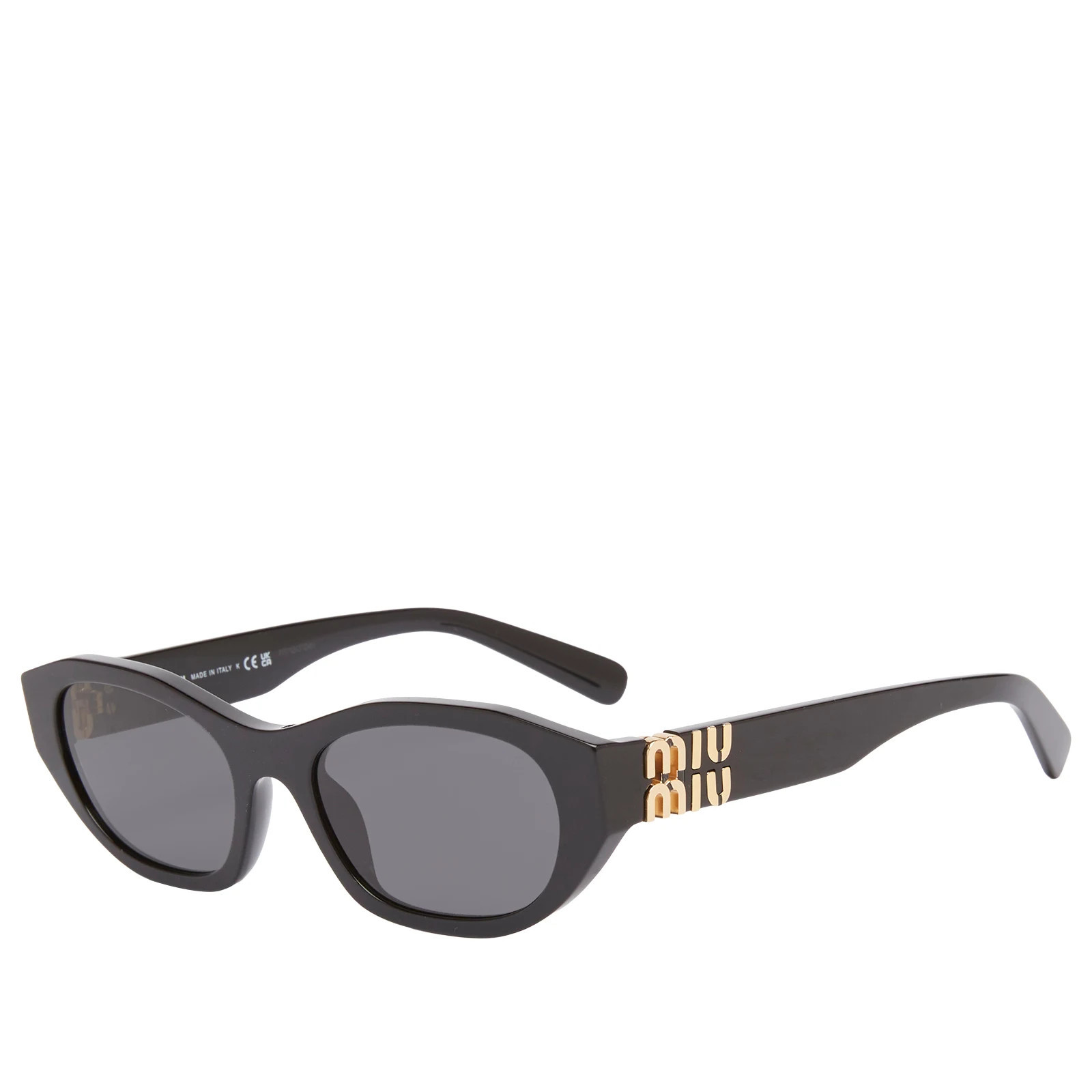 Miu Miu Eyewear Women's 0MU A03S Sunglasses in Black/Dark Grey | END. Clothing